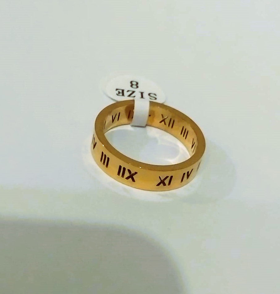 Roman Numerals Zircon Stainless Steel Ring for Girls