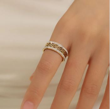 Great Wall Pattern Ring – Stainless Steel Jewelry for Girls | Mazia Fashion