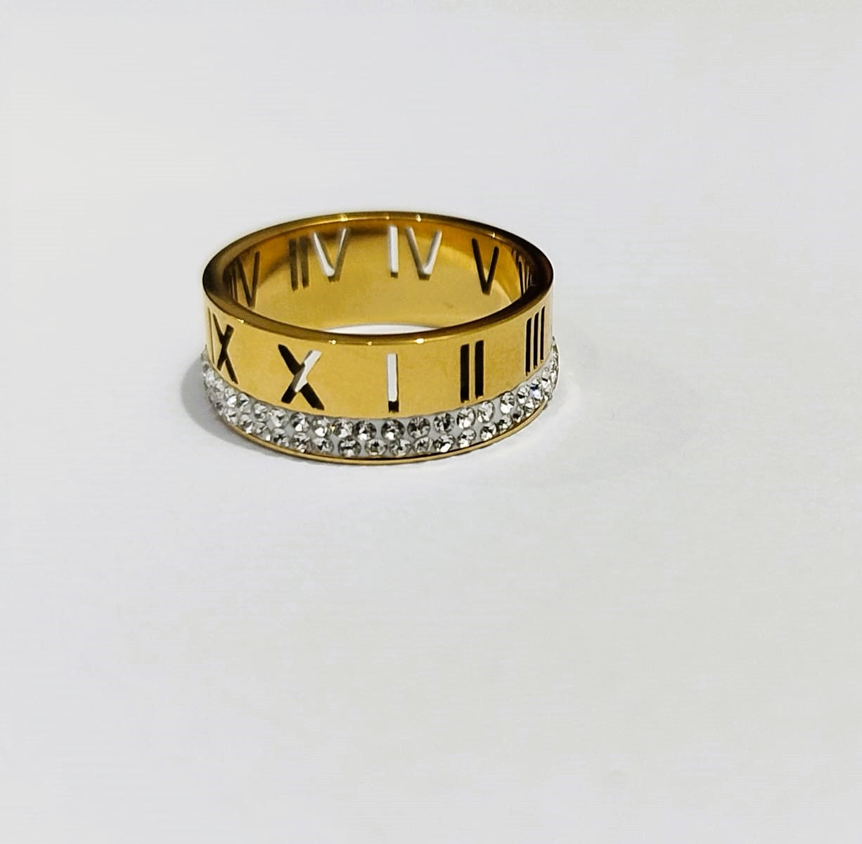 Roman Crystal Diamond Rinshine Ring – Elegant Stainless Steel Ring for Women | Mazia Fashion