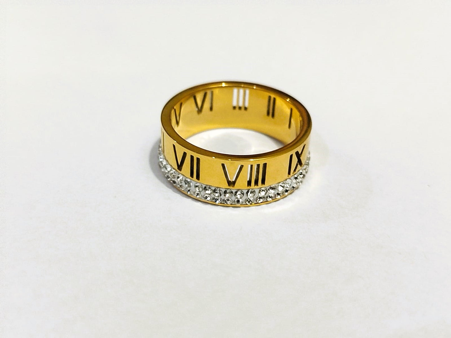 Roman Crystal Diamond Rinshine Ring – Elegant Stainless Steel Ring for Women | Mazia Fashion