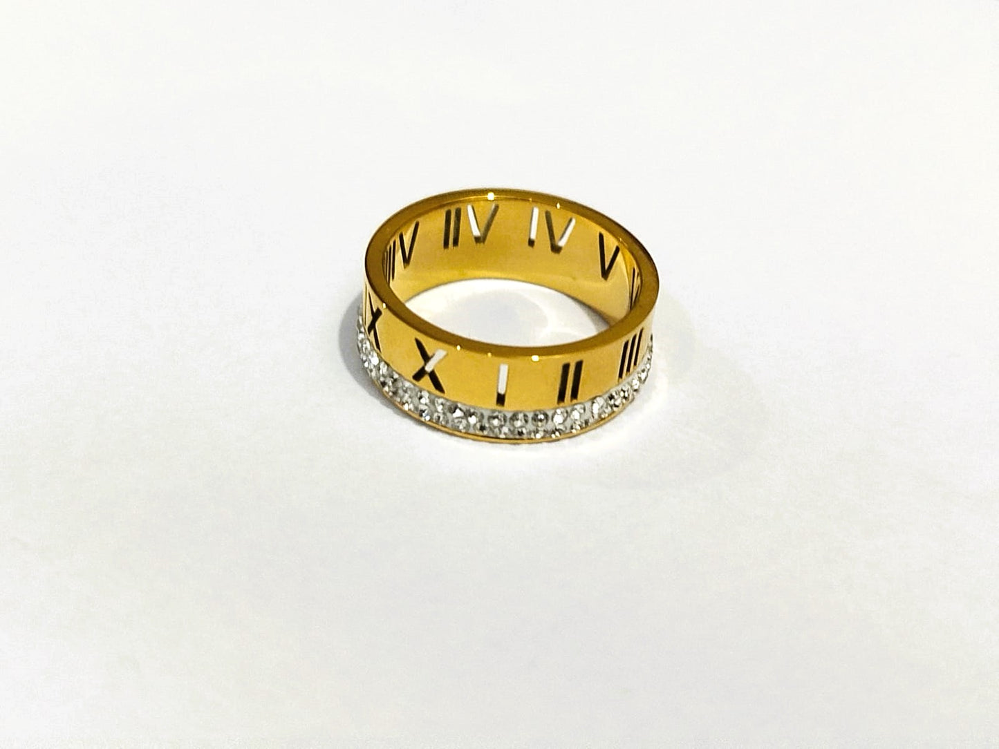 Roman Crystal Diamond Rinshine Ring – Elegant Stainless Steel Ring for Women | Mazia Fashion