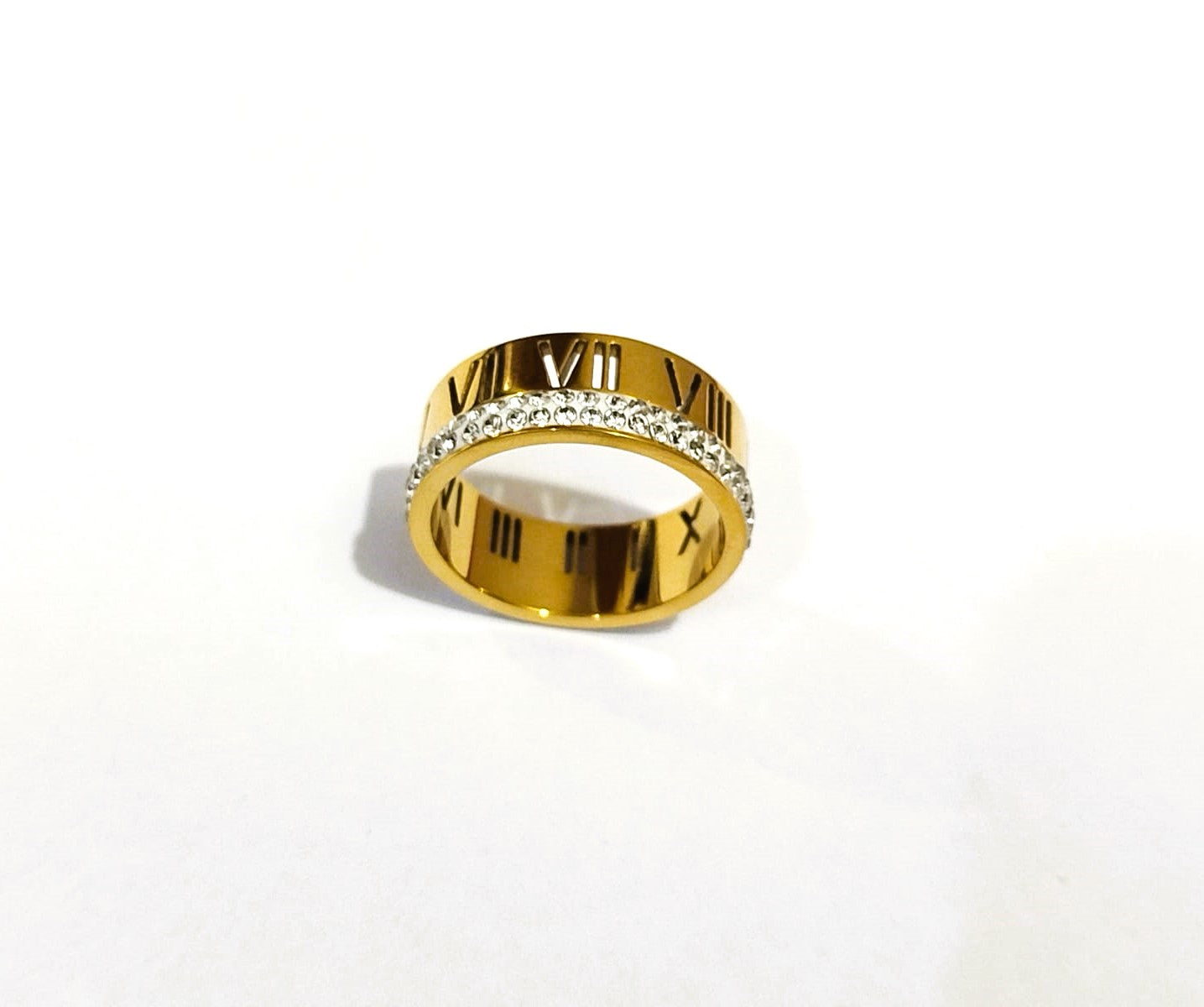 Roman Crystal Diamond Rinshine Ring – Elegant Stainless Steel Ring for Women | Mazia Fashion