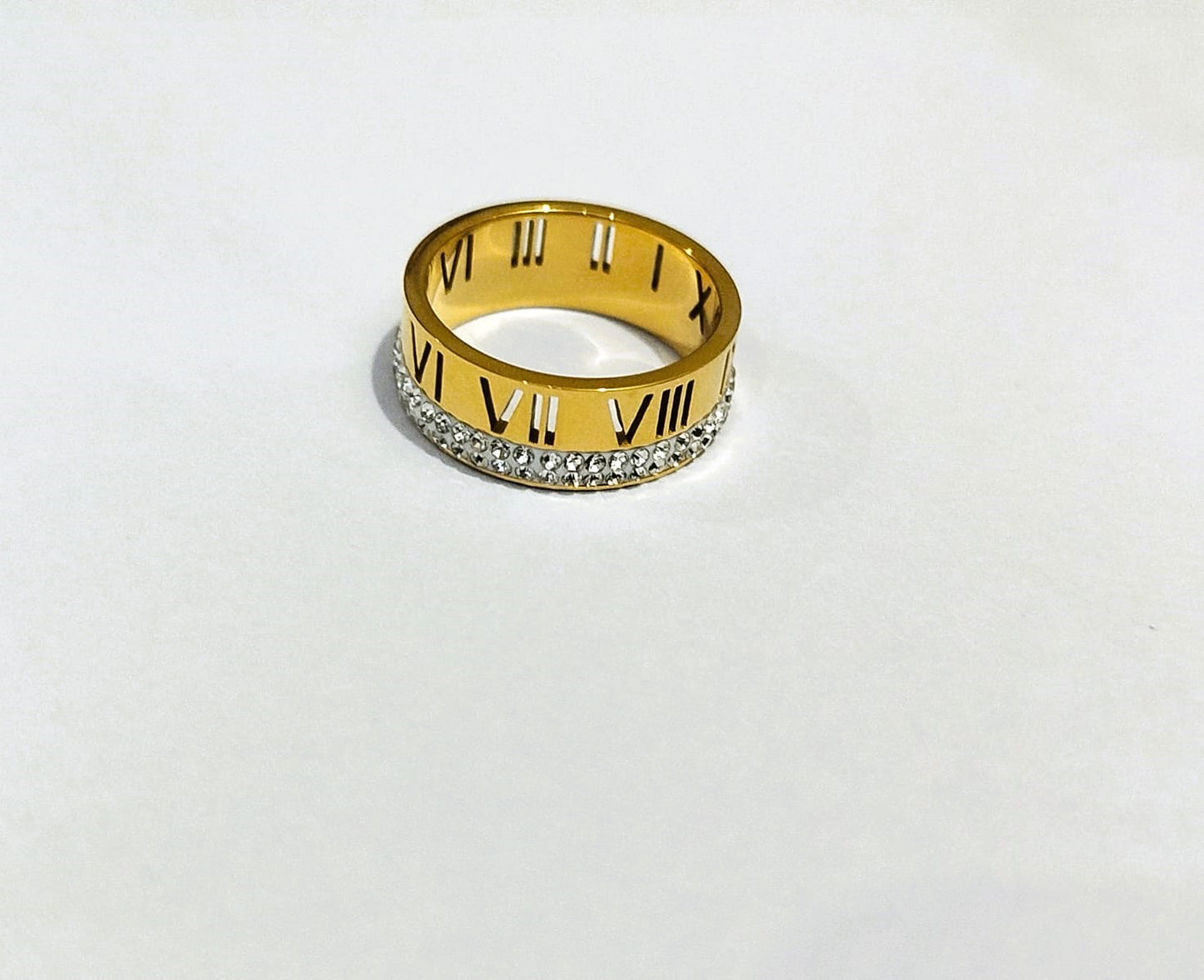 Roman Crystal Diamond Rinshine Ring – Elegant Stainless Steel Ring for Women | Mazia Fashion