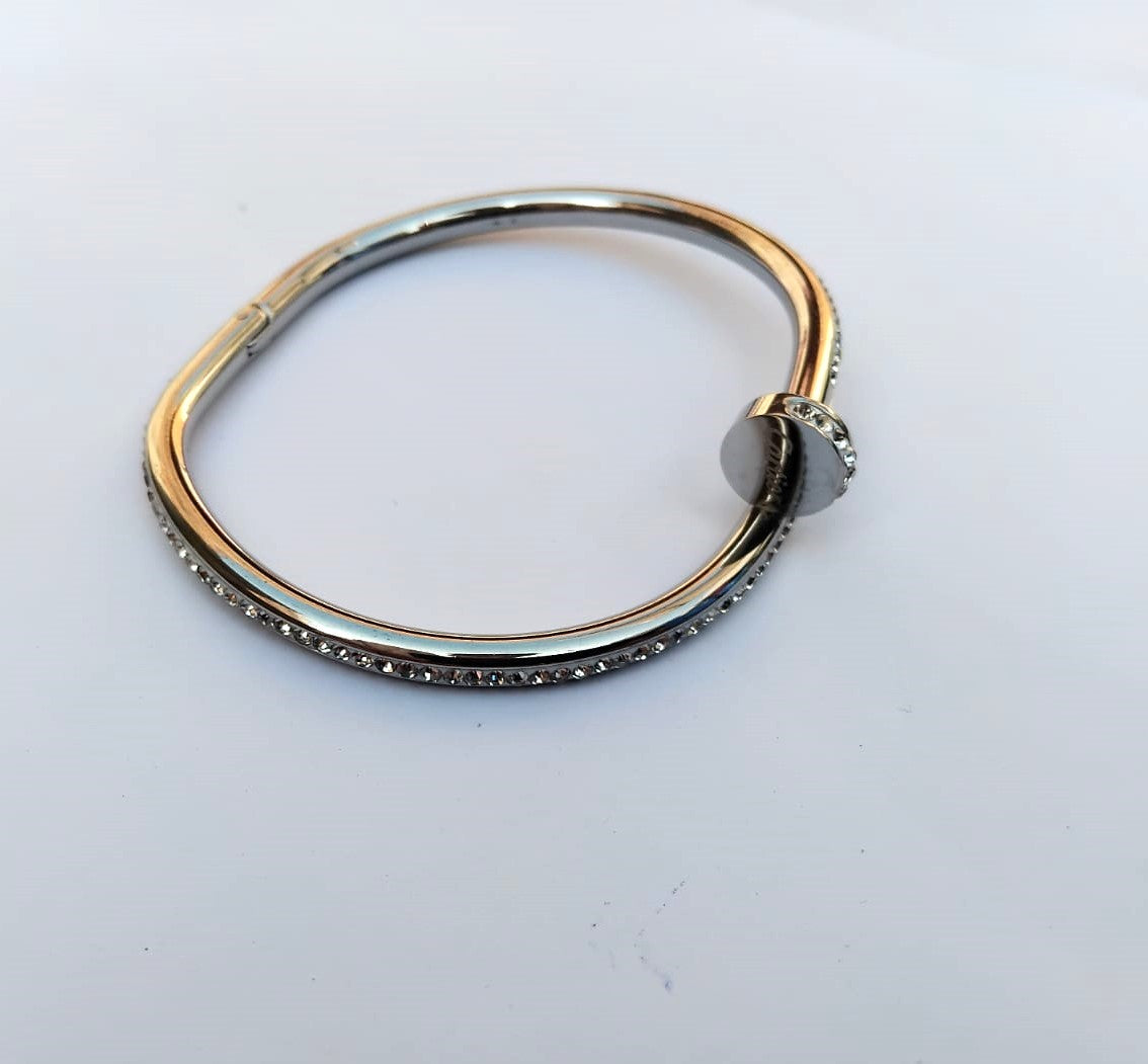 Stainless Steel Nail Shape Cuff Bangle - Designer Bracelet for Women & Girls