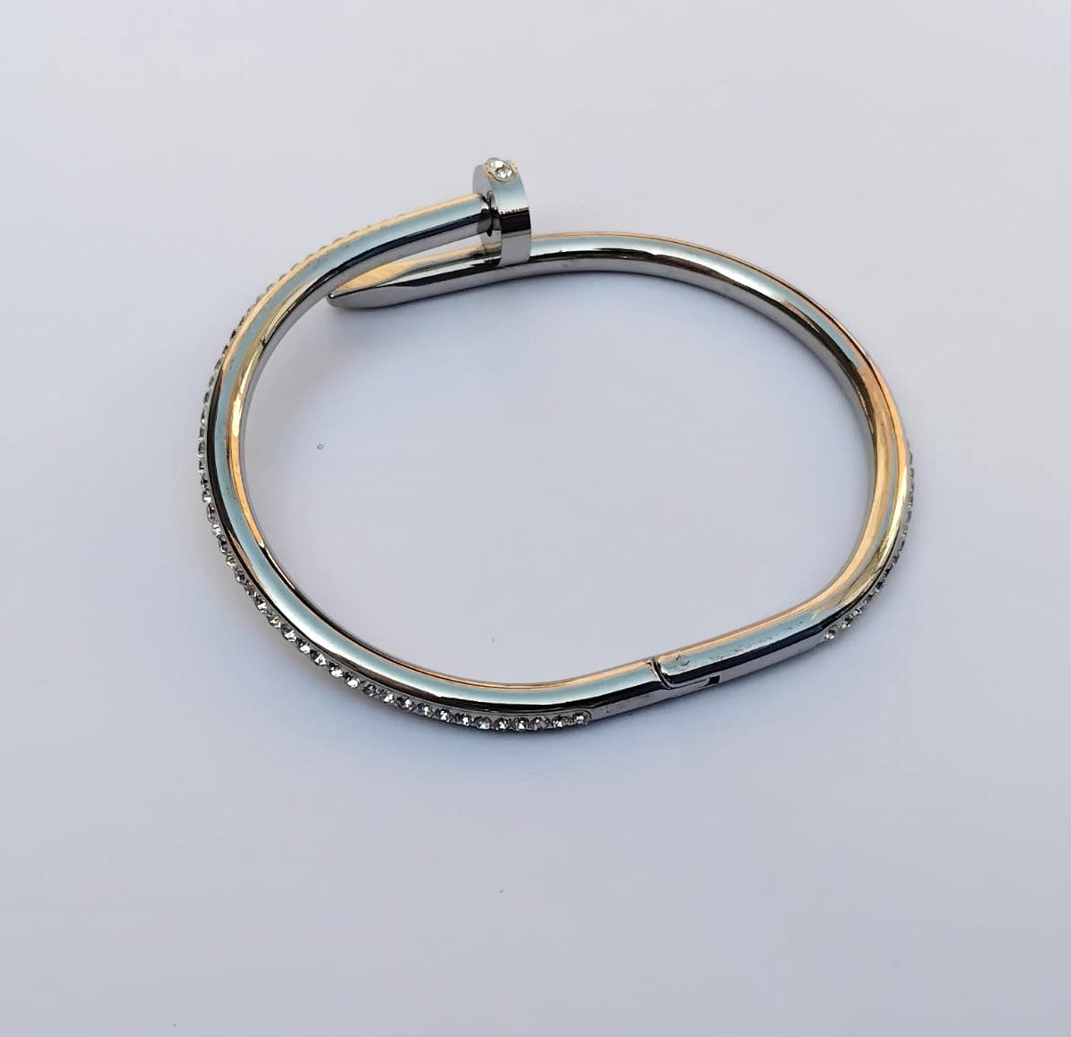Stainless Steel Nail Shape Cuff Bangle - Designer Bracelet for Women & Girls