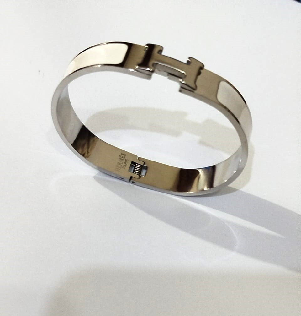 Stainless Steel H Wide Cuff Bangle Bracelet for Women & Girls – Fashion Jewelry Kara