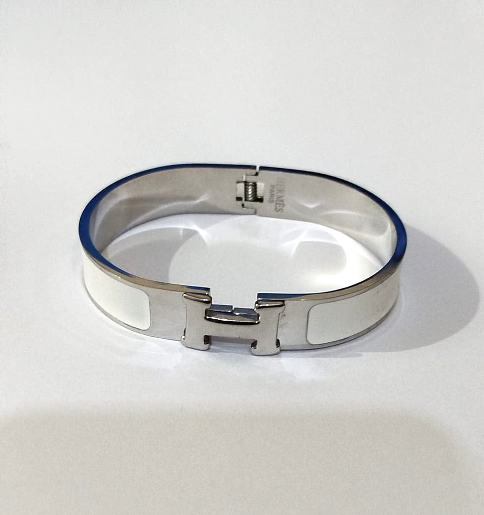 Stainless Steel H Wide Cuff Bangle Bracelet for Women & Girls – Fashion Jewelry Kara