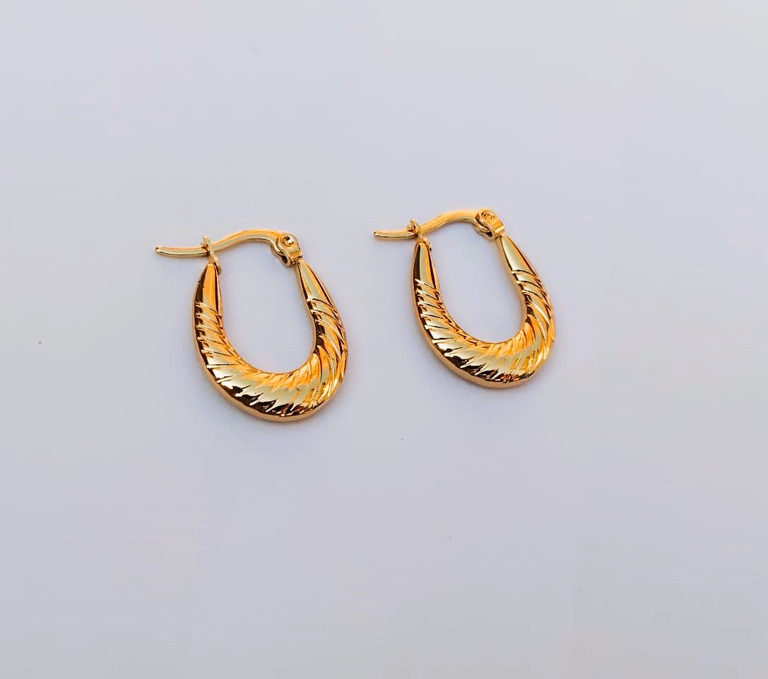 Hoop Earrings – Golden Glossy Geometric Design for Women