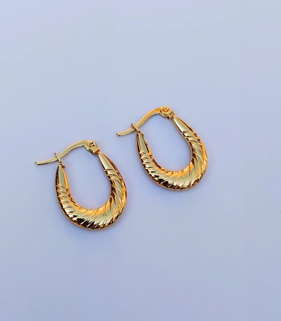Hoop Earrings – Golden Glossy Geometric Design for Women