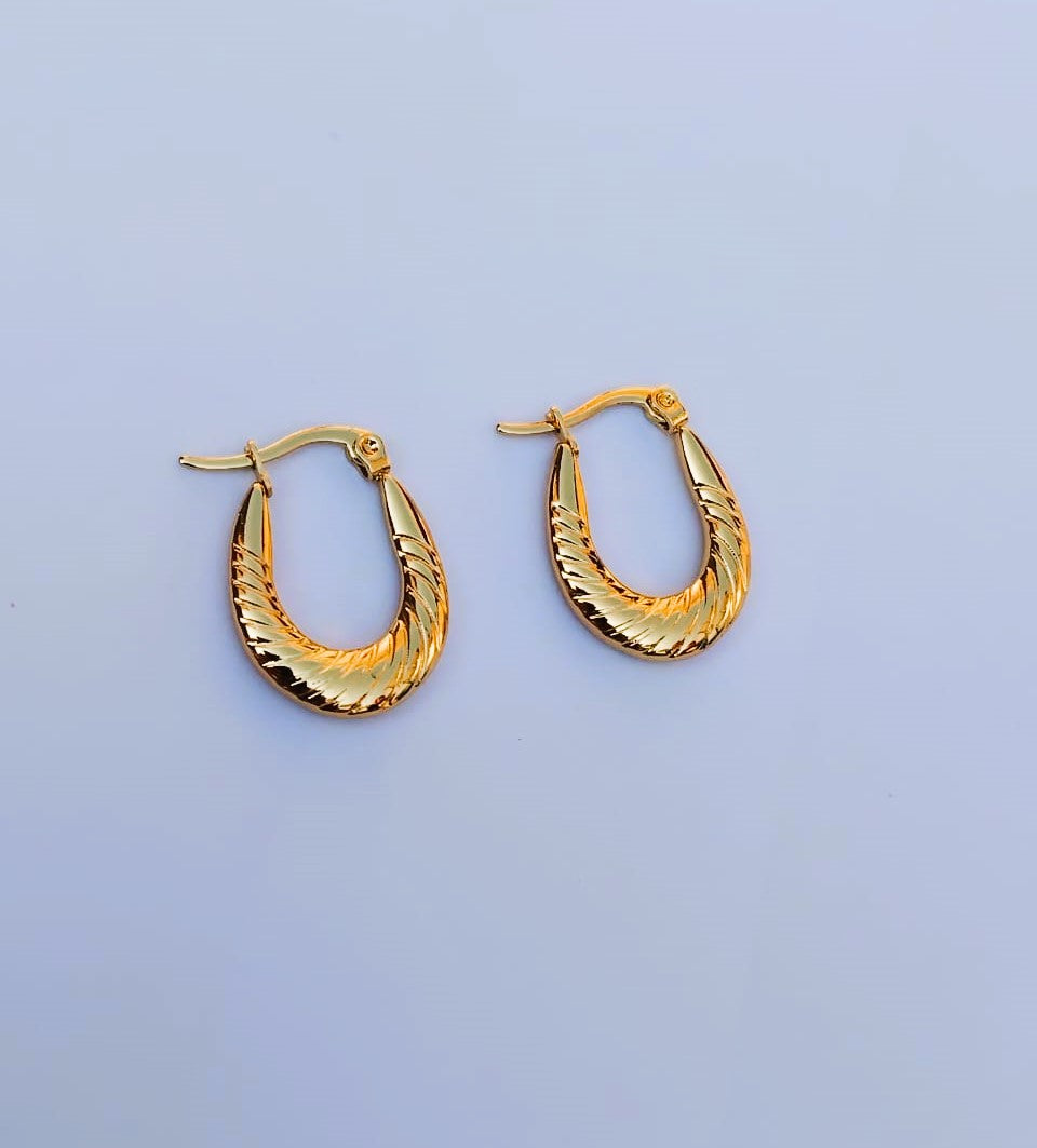 Hoop Earrings – Golden Glossy Geometric Design for Women