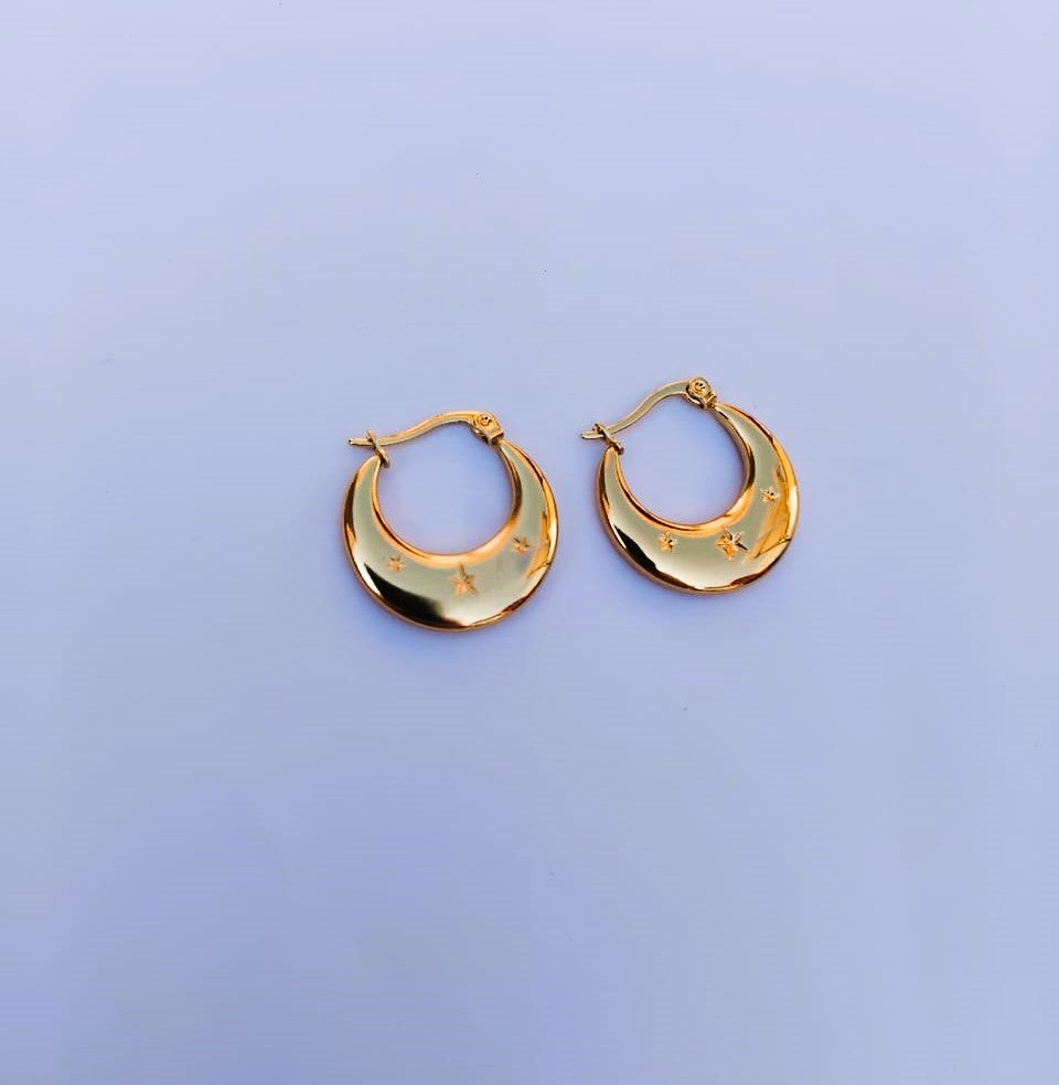 Hoop Earrings – Golden Glossy Geometric Design for Women