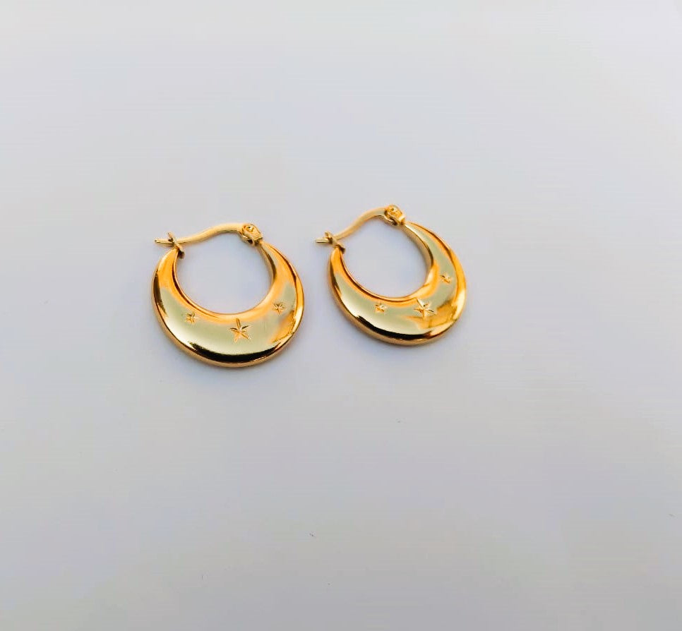 Hoop Earrings – Golden Glossy Geometric Design for Women