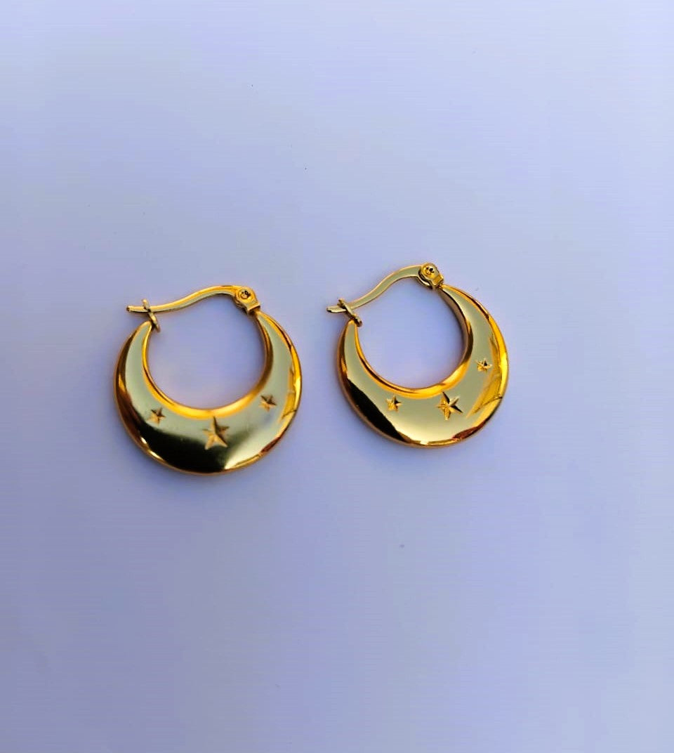 Hoop Earrings – Golden Glossy Geometric Design for Women