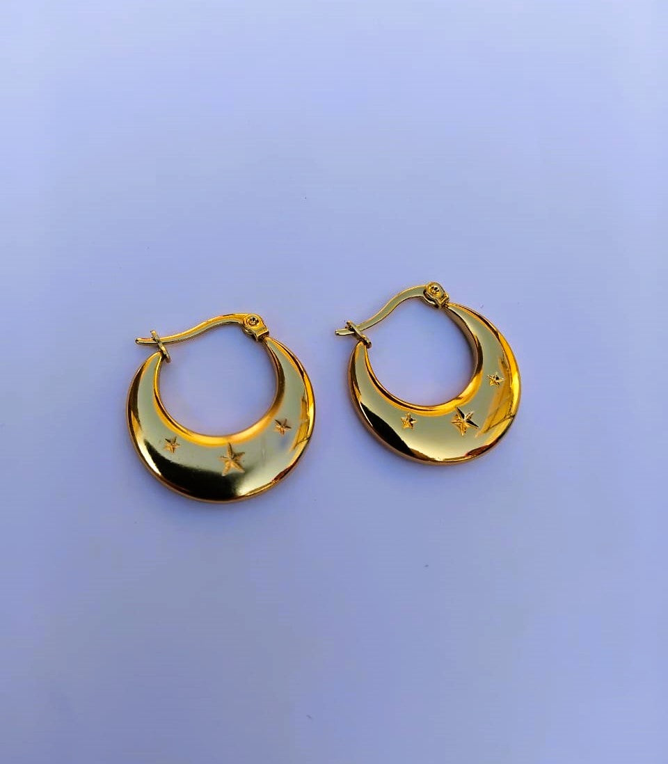 Hoop Earrings – Golden Glossy Geometric Design for Women