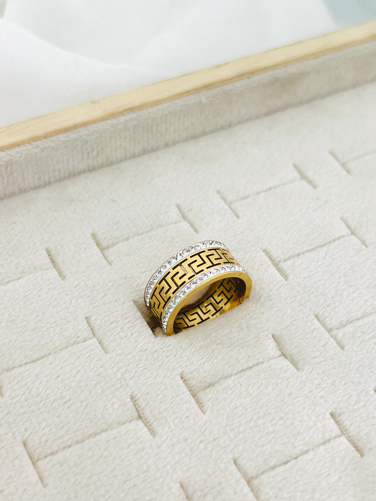 Great Wall Pattern Ring – Stainless Steel Jewelry for Girls | Mazia Fashion