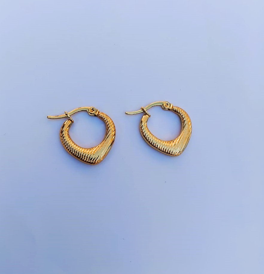 Hoop Earrings – Golden Glossy Geometric Design for Women