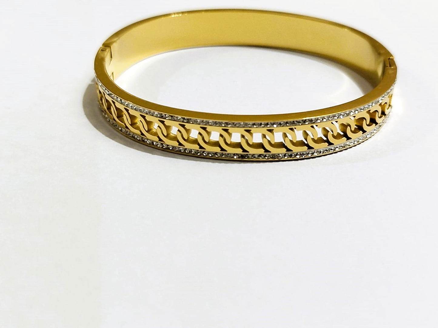 Double Zircon Bangle with Diamond Cuban Link – Elegant Women’s Jewelry by Mazia Fashion