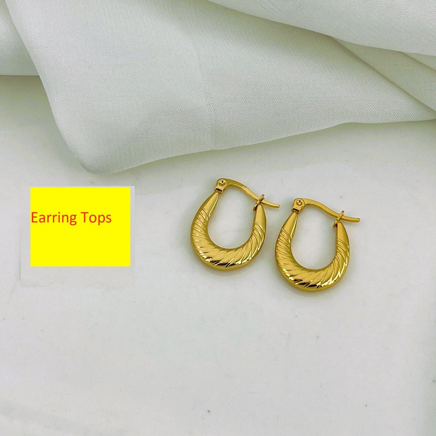 Hoop Earrings – Golden Glossy Geometric Design for Women