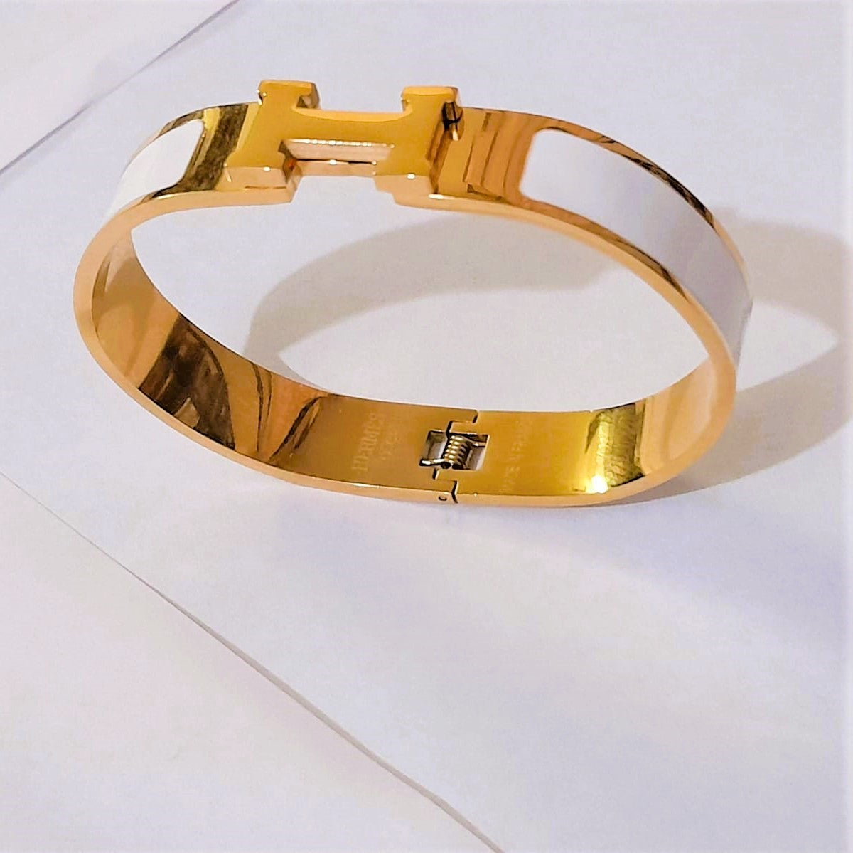 Stainless Steel H Wide Cuff Bangle Bracelet for Women & Girls – Fashion Jewelry Kara
