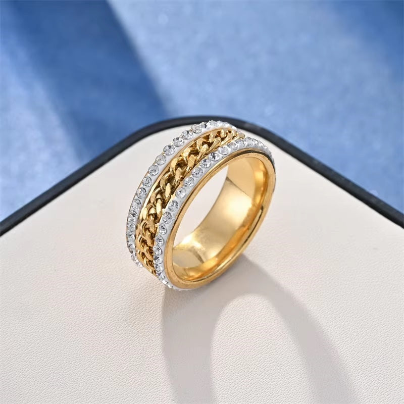 Double Zircon Dimond Zipper Ring – Bold & Elegant Statement Jewelry by Mazia Fashion