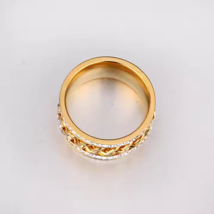 Double Zircon Dimond Zipper Ring – Bold & Elegant Statement Jewelry by Mazia Fashion
