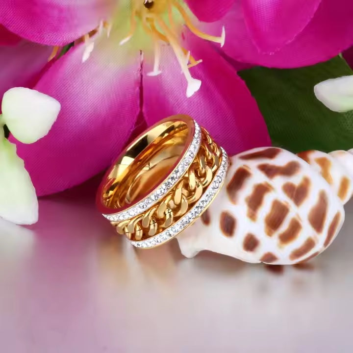 Double Zircon Dimond Zipper Ring – Bold & Elegant Statement Jewelry by Mazia Fashion