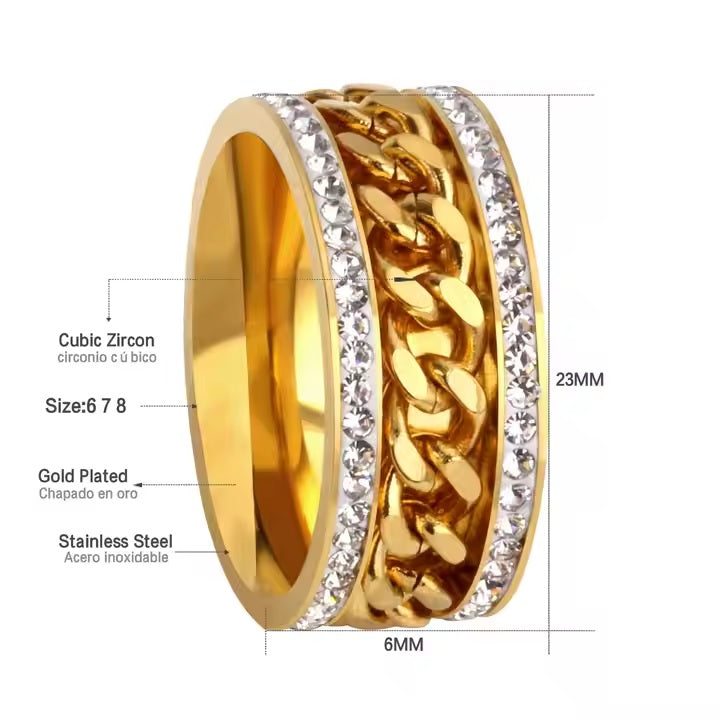 Double Zircon Dimond Zipper Ring – Bold & Elegant Statement Jewelry by Mazia Fashion