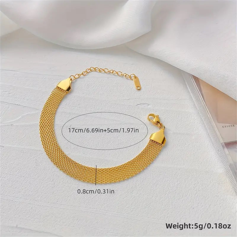 Golden Fashion Stainless Steel Chain Bracelet Enhancing Visual Appeal