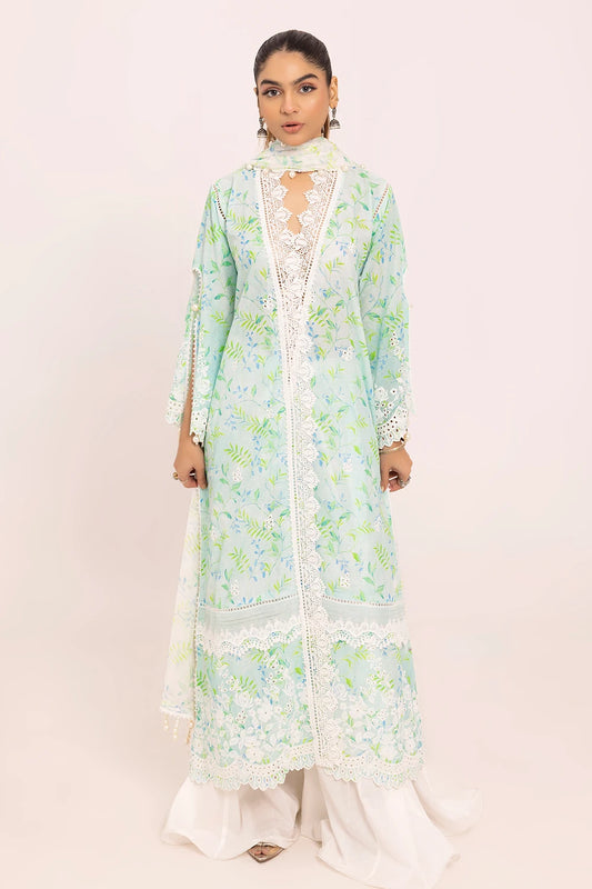 Gul Ahmed 3 Piece Unstitched Embroidered Lawn Suit with Printed Chiffon Dupatta BM-42033