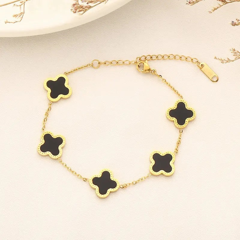 Clover Bracelet Stainless Steel Adjustable for Girls & Women – Elegant Jewelry by Mazia