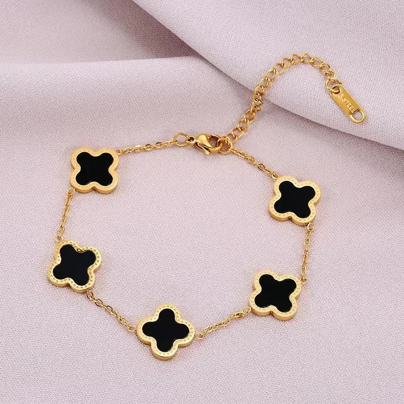 Clover Bracelet Stainless Steel Adjustable for Girls & Women – Elegant Jewelry by Mazia