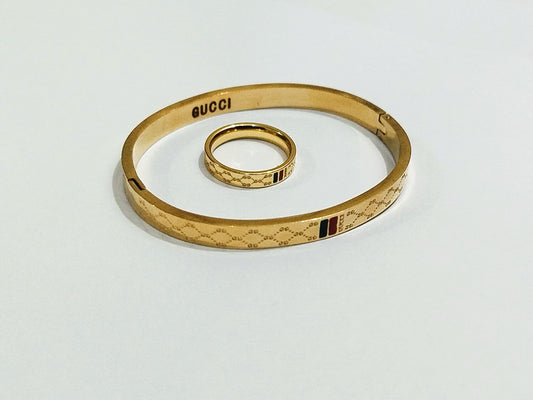 Elegant Stainless Steel Bangle with Matching Ring for Girls Gc – Mazia Fashion