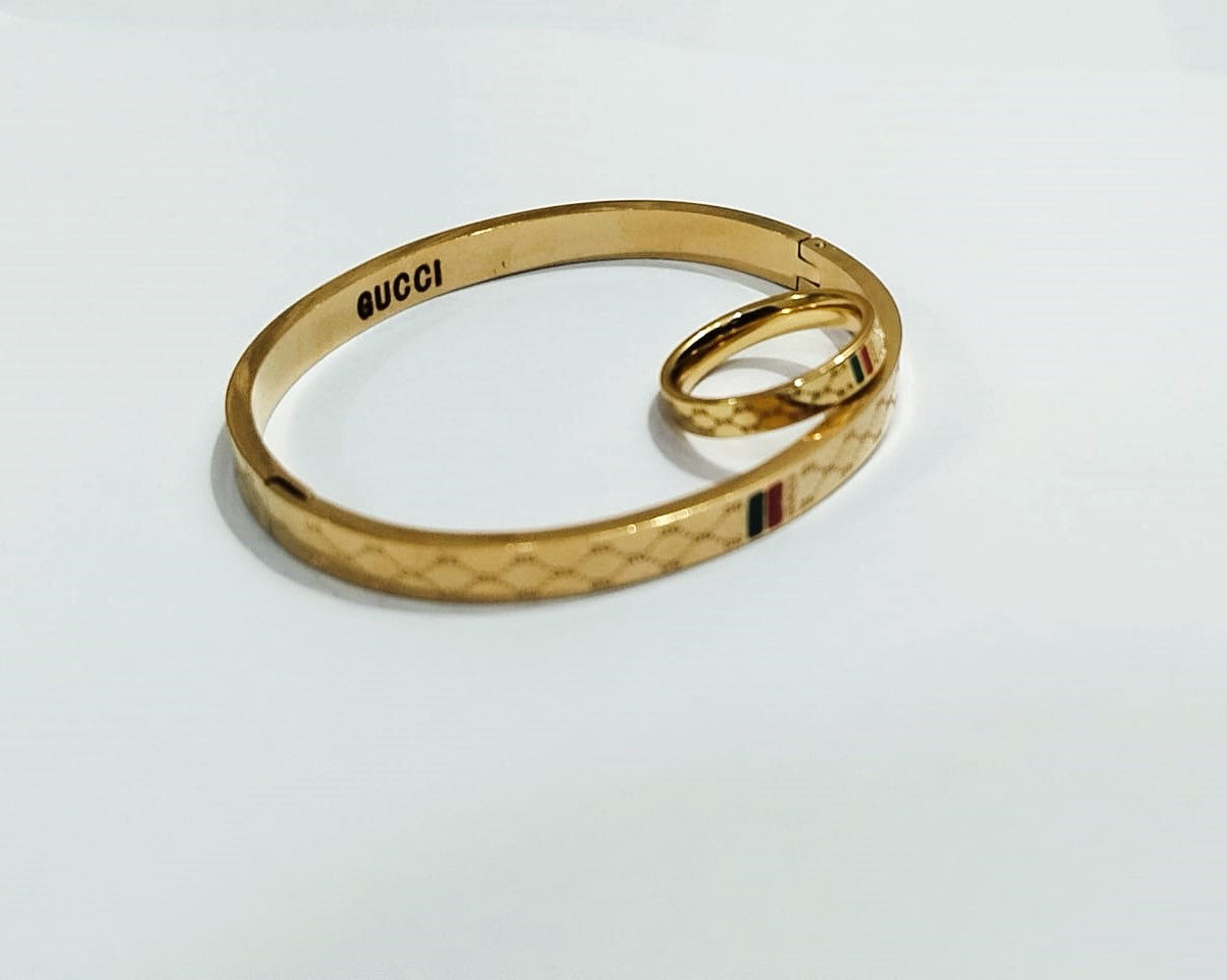 Elegant Stainless Steel Bangle with Matching Ring for Girls Gc – Mazia Fashion