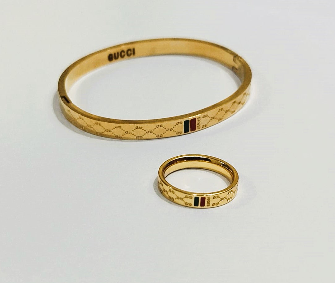 Elegant Stainless Steel Bangle with Matching Ring for Girls Gc – Mazia Fashion