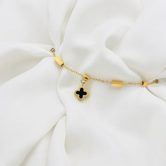 Bracelet Stainless Steel for Girls – Designer Golden Clover Bracelet | Mazia Fashion