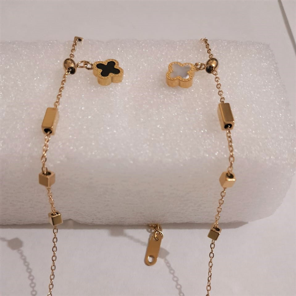 Bracelet Stainless Steel for Girls – Designer Golden Clover Bracelet | Mazia Fashion