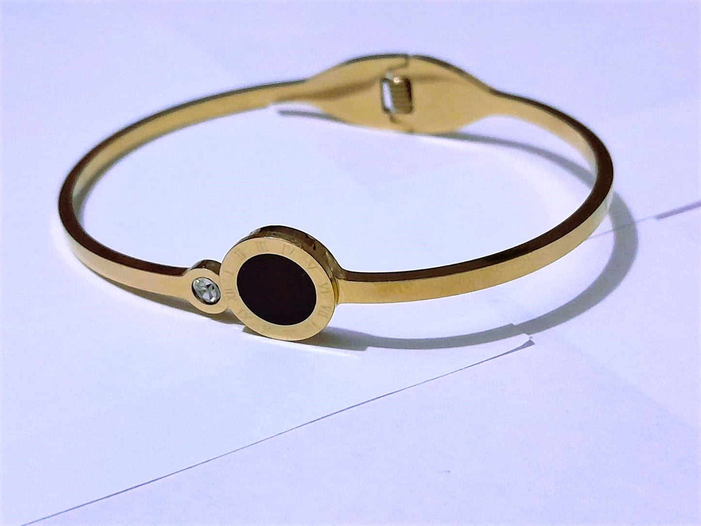 Golden Roman Bangle for Girls - Stainless Steel Bracelet