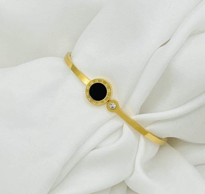 Golden Roman Bangle for Girls - Stainless Steel Bracelet