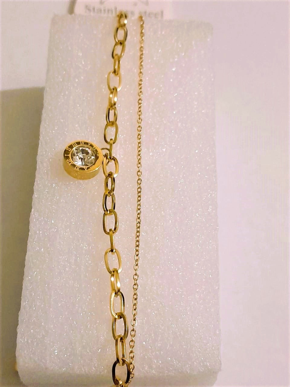 Elegant Double Chain Roman Bracelet - Stainless Steel Designer Jewelry for Girls