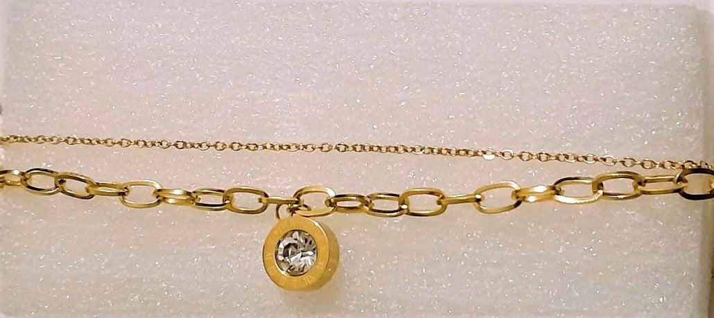 Elegant Double Chain Roman Bracelet - Stainless Steel Designer Jewelry for Girls