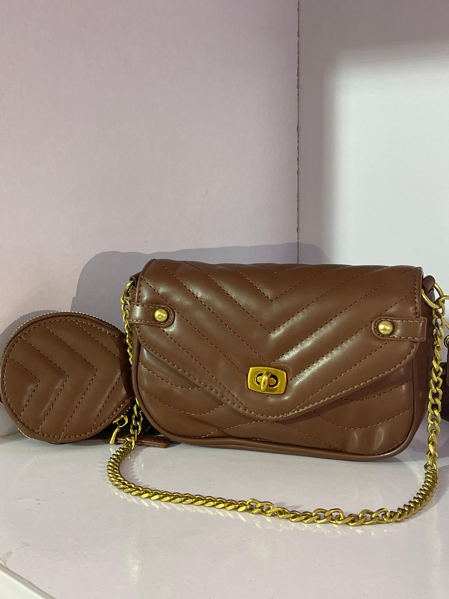 2pcs Women’s Designer-Inspired Handbag Set – PU Leather Shoulder Bag with Coin Purse| Mazia Fashion