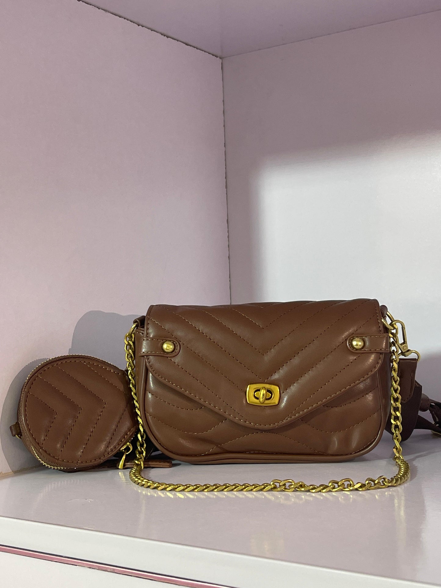 2pcs Women’s Designer-Inspired Handbag Set – PU Leather Shoulder Bag with Coin Purse| Mazia Fashion