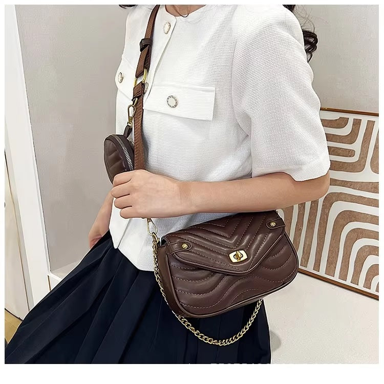 2pcs Women’s Designer-Inspired Handbag Set – PU Leather Shoulder Bag with Coin Purse| Mazia Fashion