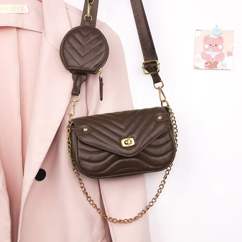 2pcs Women’s Designer-Inspired Handbag Set – PU Leather Shoulder Bag with Coin Purse| Mazia Fashion