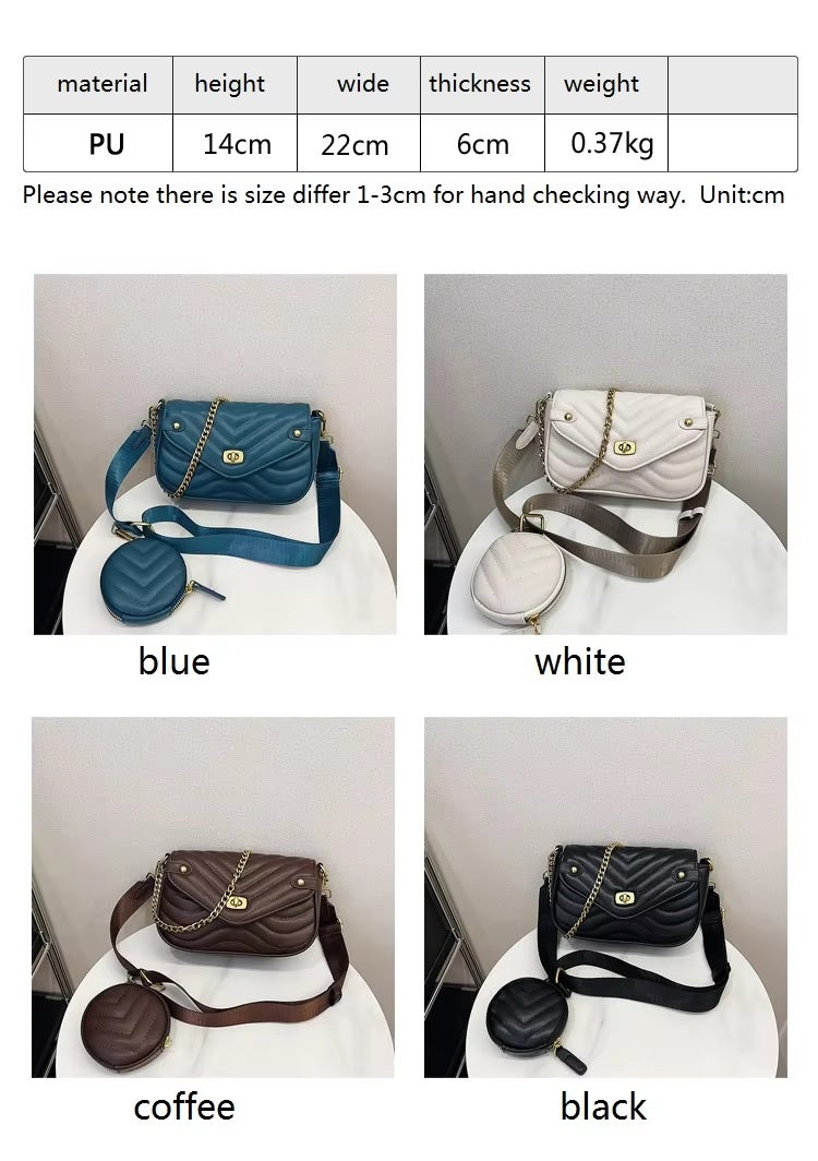 2pcs Women’s Designer-Inspired Handbag Set – PU Leather Shoulder Bag with Coin Purse| Mazia Fashion