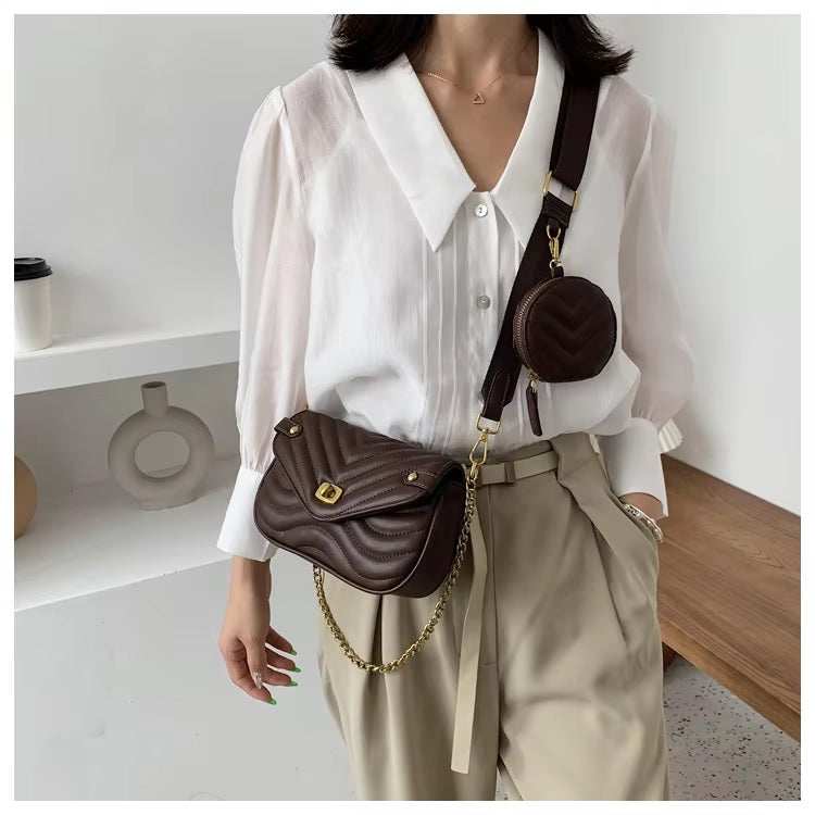 2pcs Women’s Designer-Inspired Handbag Set – PU Leather Shoulder Bag with Coin Purse| Mazia Fashion