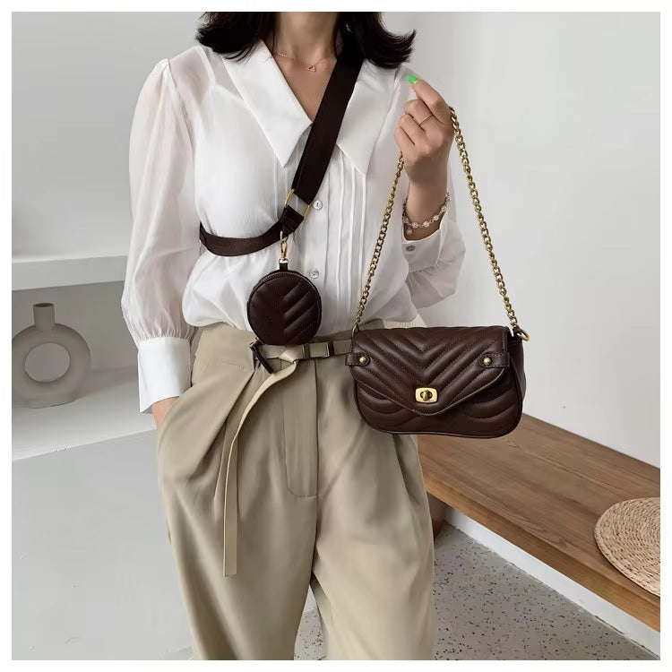 2pcs Women’s Designer-Inspired Handbag Set – PU Leather Shoulder Bag with Coin Purse| Mazia Fashion