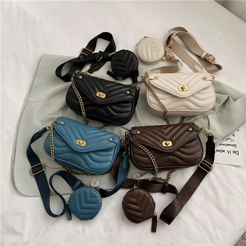 2pcs Women’s Designer-Inspired Handbag Set – PU Leather Shoulder Bag with Coin Purse| Mazia Fashion