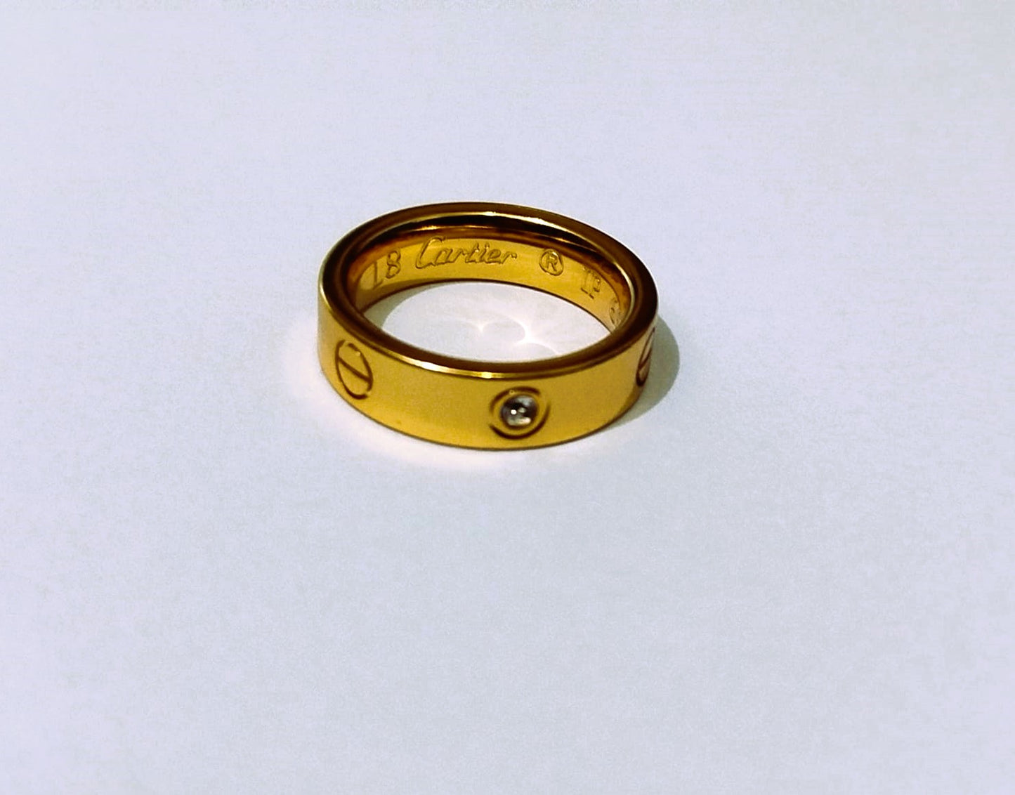 Golden Stainless Steel Ring with Crystal Stones | Mazia