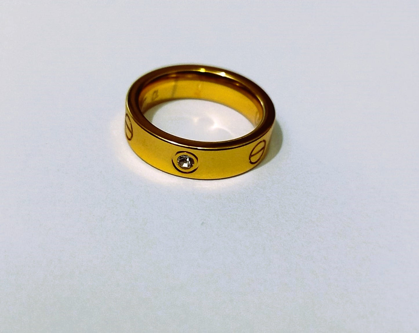 Golden Stainless Steel Ring with Crystal Stones | Mazia